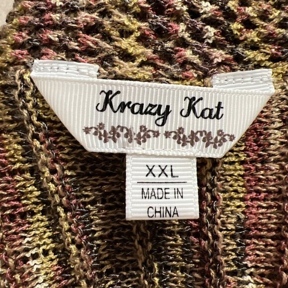 Krazy Kat Brown Gold One Button Cardigan Sweater XXL - Picture 7 of 8